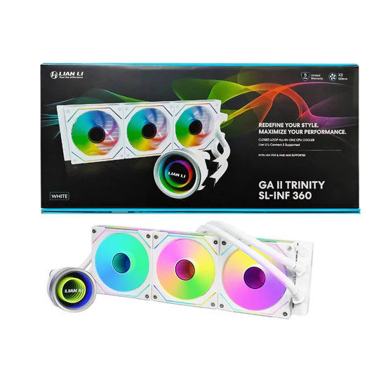 LIAN LI GA II TRINITY SL-INF 360 RGB AIO Liquid Cooler White LIAN LI GA II TRINITY SL-INF 360 RGB AIO Liquid Cooler White